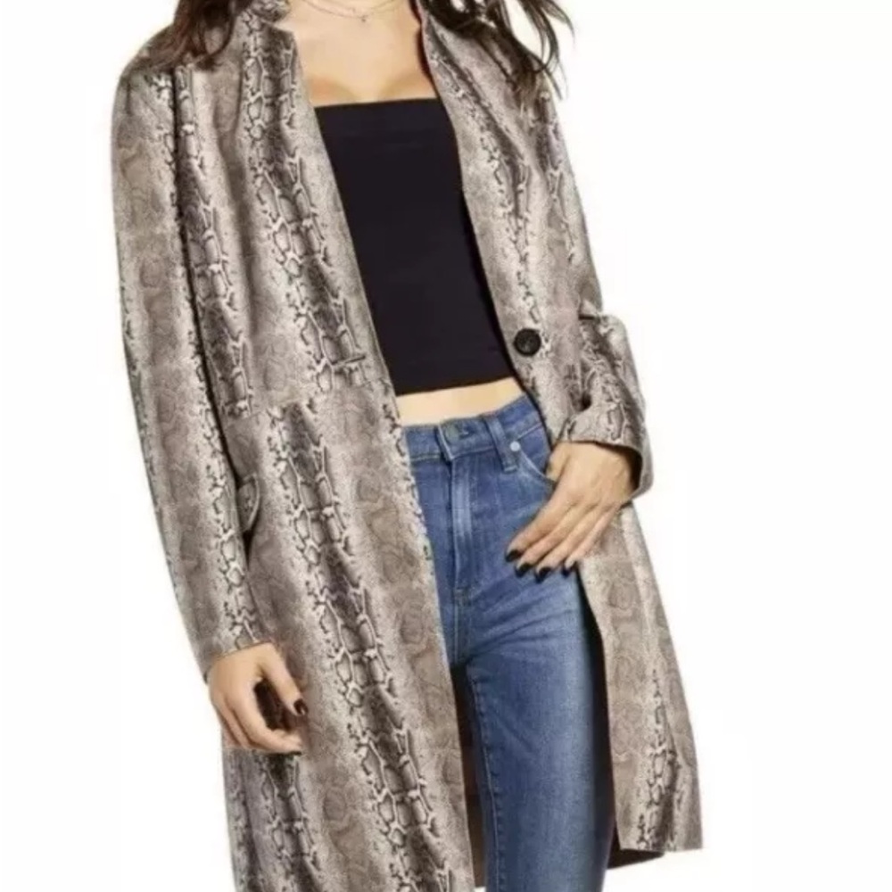 Anthropologie BLANK NYC Faux Suede Animal
Print Knee Length Coat M NWT